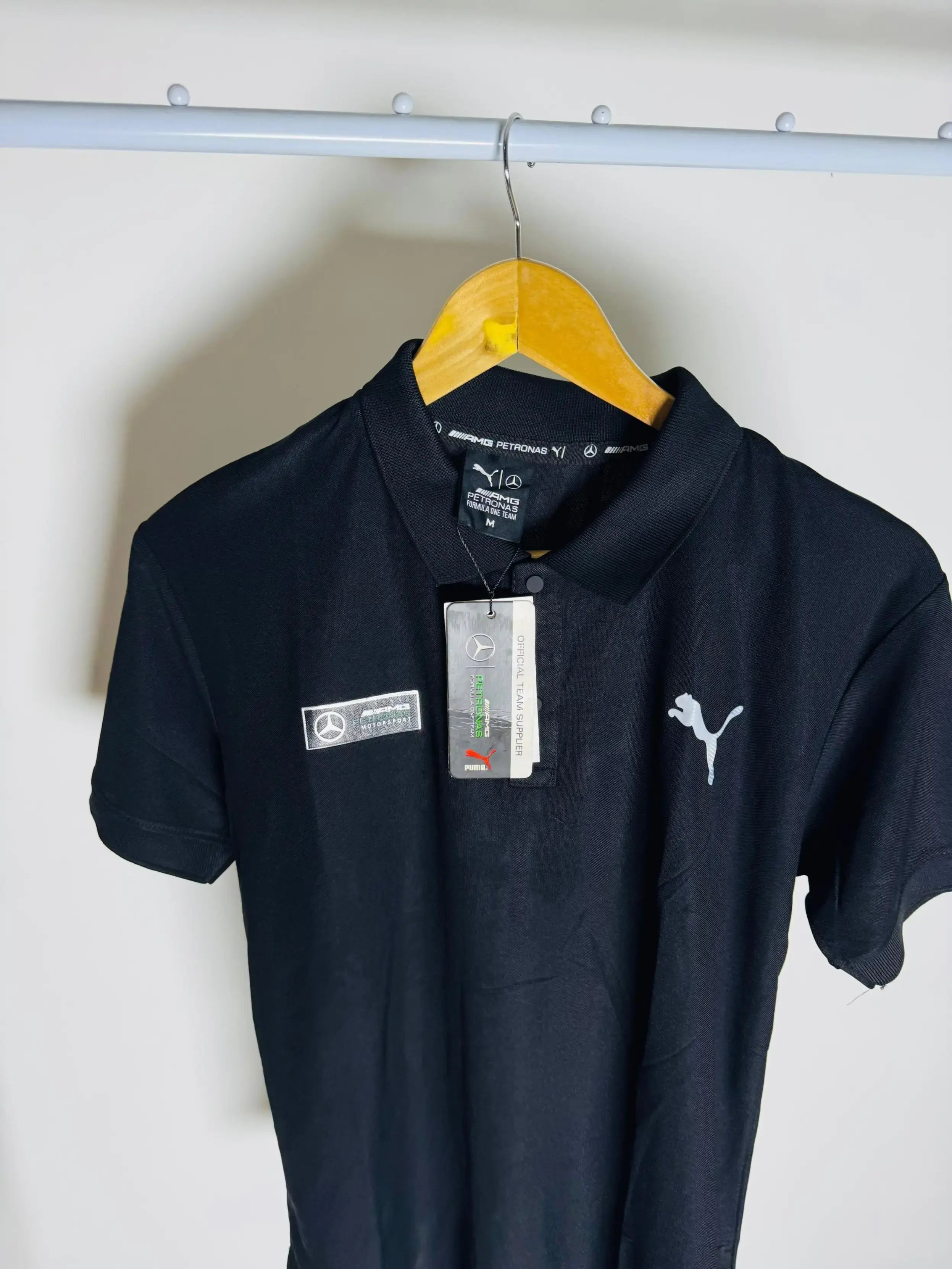 AMG MERC COLLAR TSHIRT - BLACK