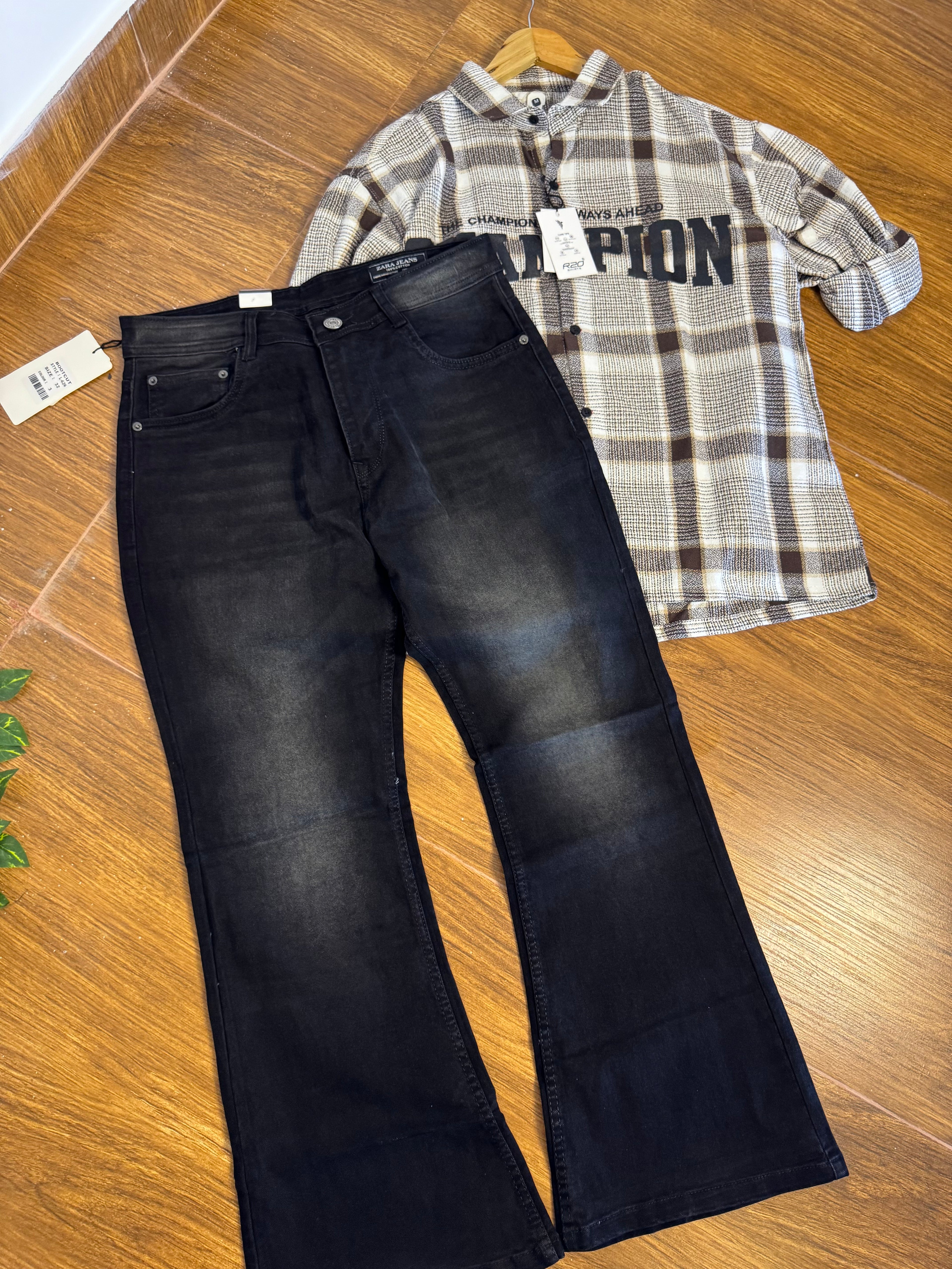 ZR BLACK BAGGY BOOTCUT JEANS 2123