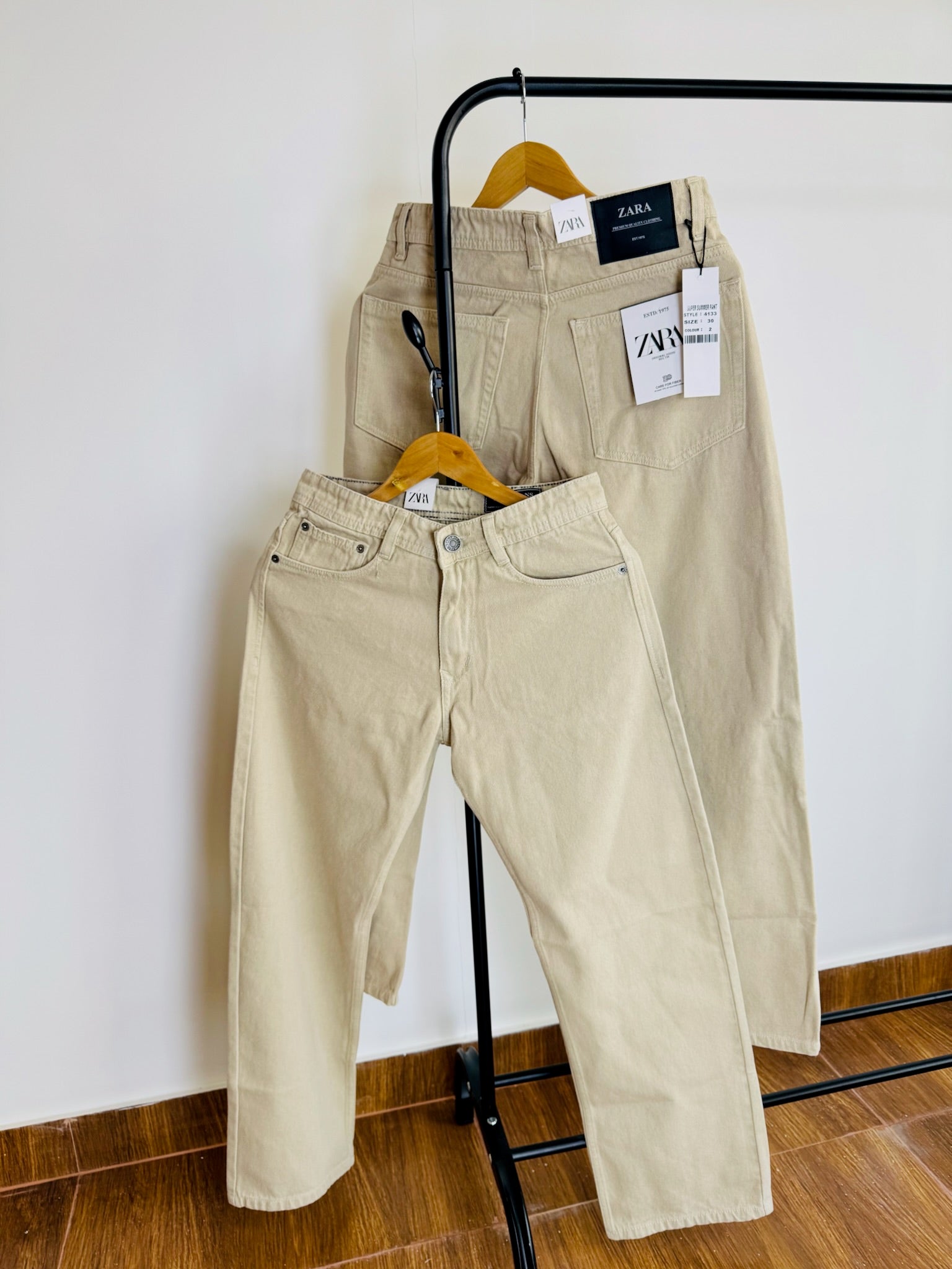 ZRA BEIGE BAGGY JEANS 2107