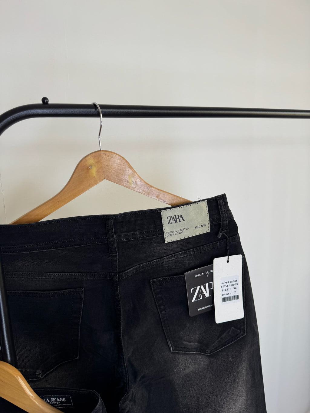 ZRA JET BLACK FADED BAGGY JEANS 2111 (PREMIUM & STRETCHABLE)