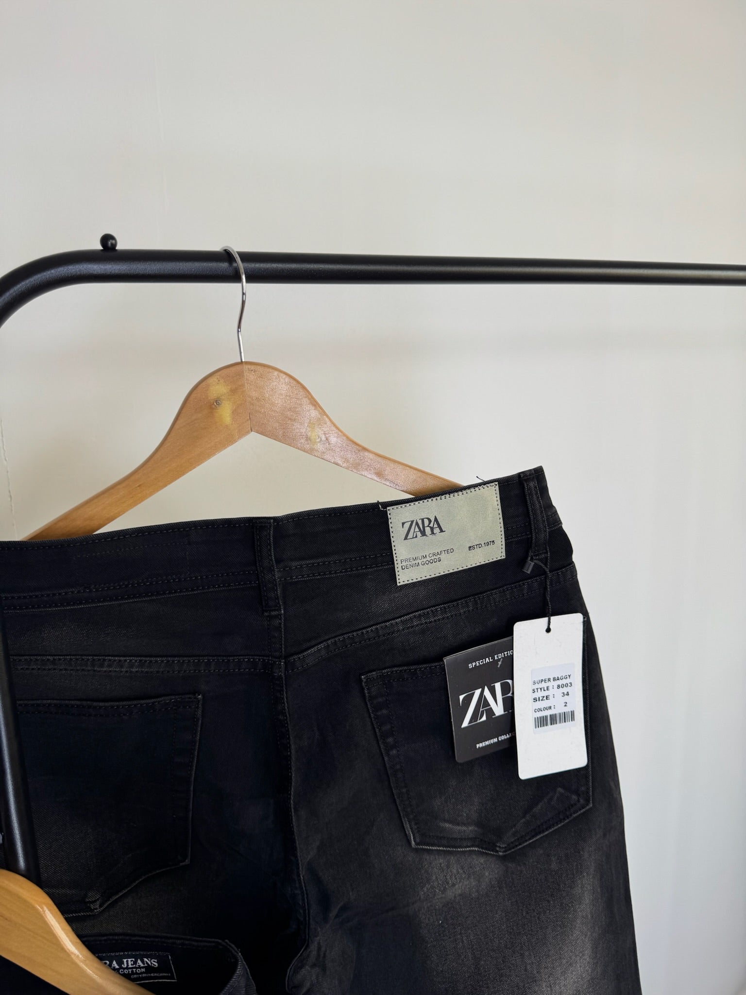 ZRA JET BLACK FADED BAGGY JEANS 2111 (PREMIUM & STRETCHABLE)