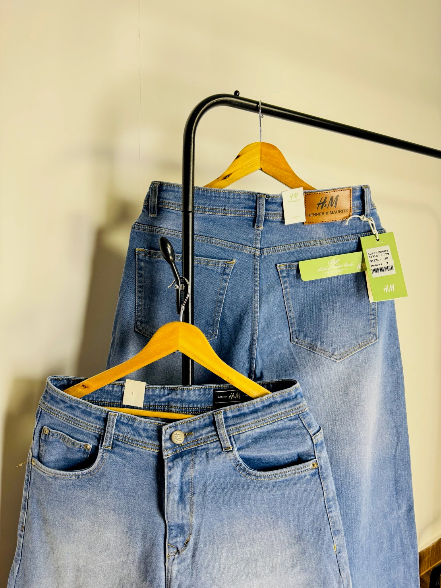 HM BAGGY JEANS SKY SOLID 2113 (PREMIUM & STRETCHABLE)