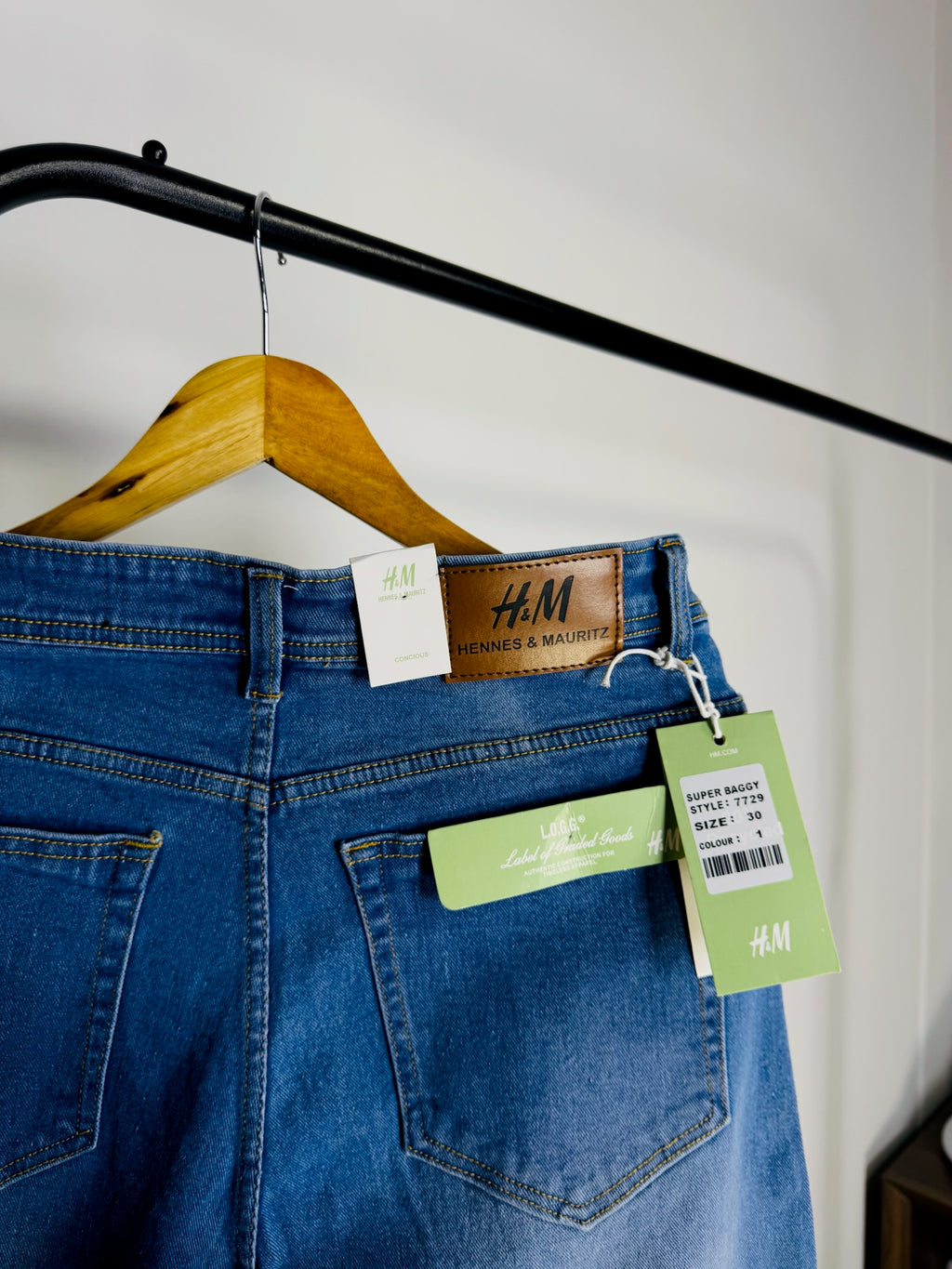 HM BAGGY JEANS SKY SOLID 2113 (PREMIUM & STRETCHABLE)