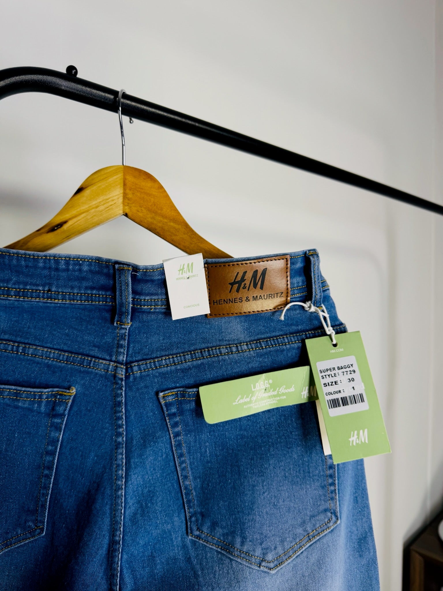 HM BAGGY JEANS SKY SOLID 2113 (PREMIUM & STRETCHABLE)