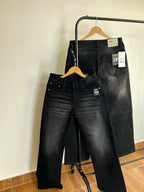 ZRA JET BLACK FADED BAGGY JEANS 2111 (PREMIUM & STRETCHABLE)