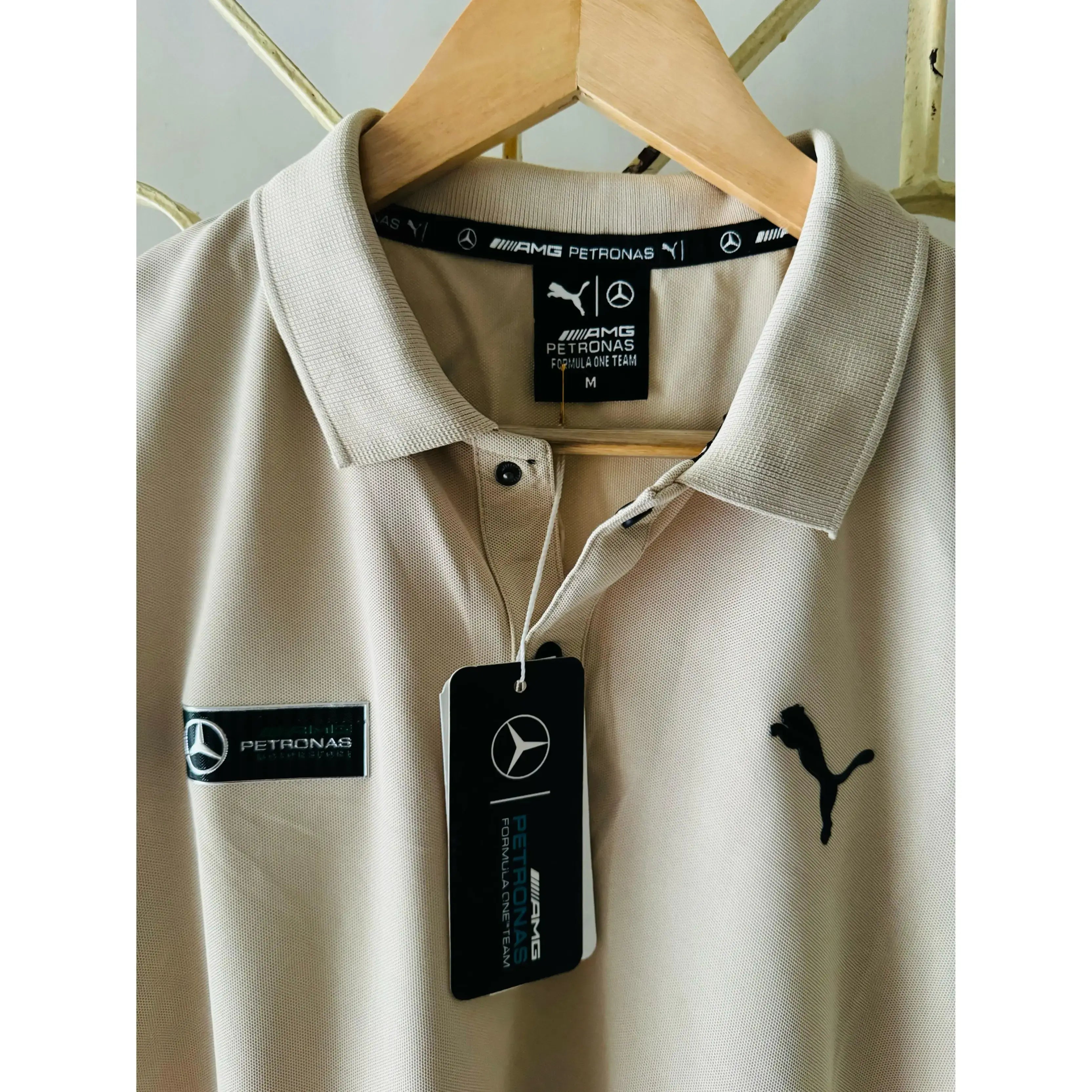AMG MERC COLLAR TSHIRT - CREAM
