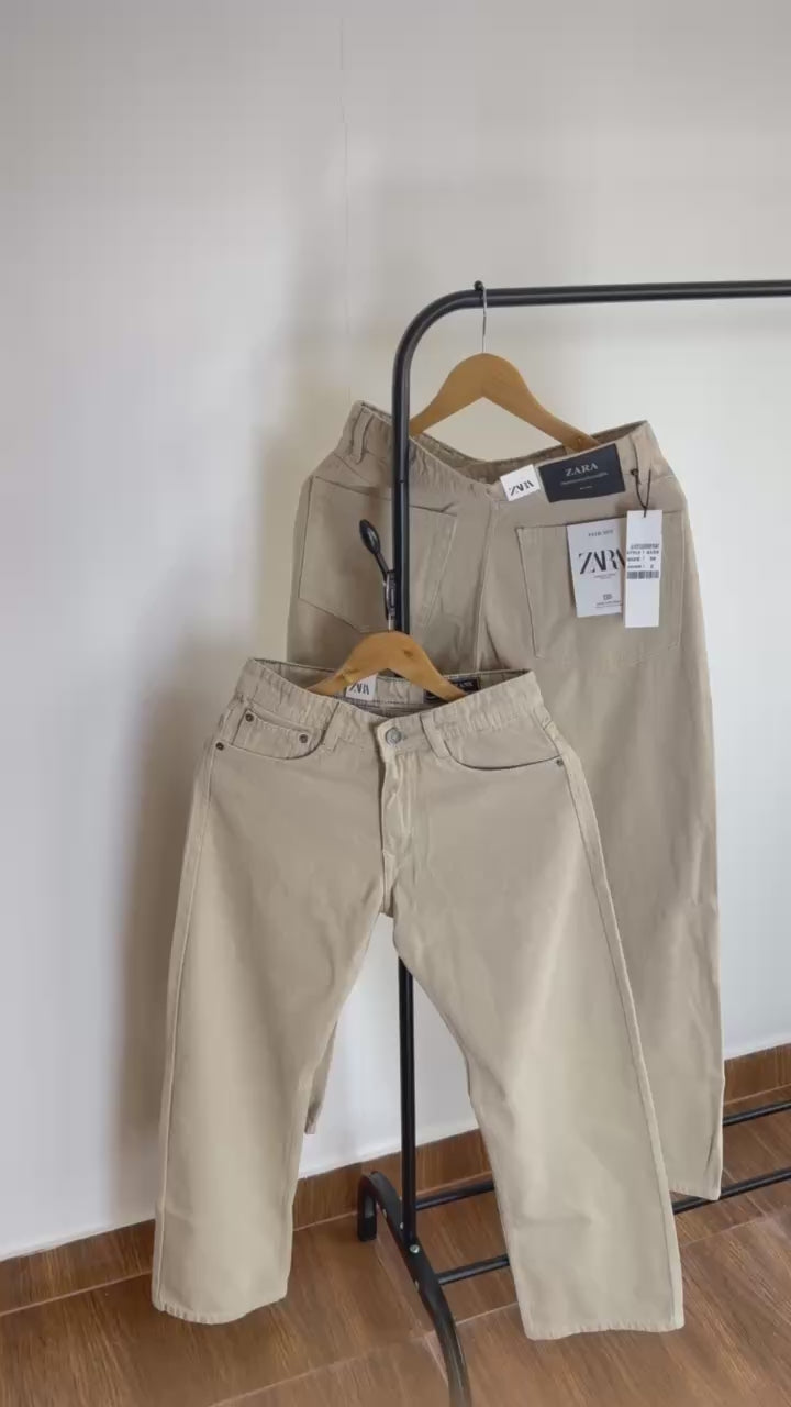 ZRA BEIGE BAGGY JEANS 2107