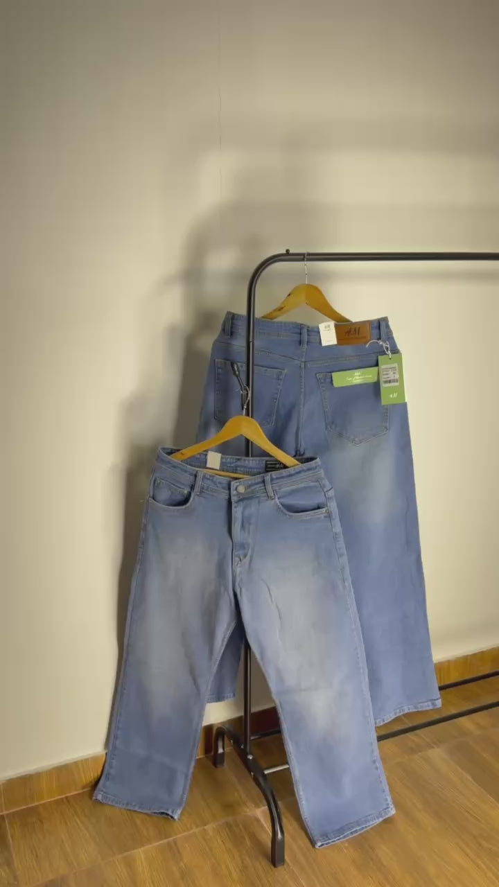 HM BAGGY JEANS SKY SOLID 2113 (PREMIUM & STRETCHABLE)