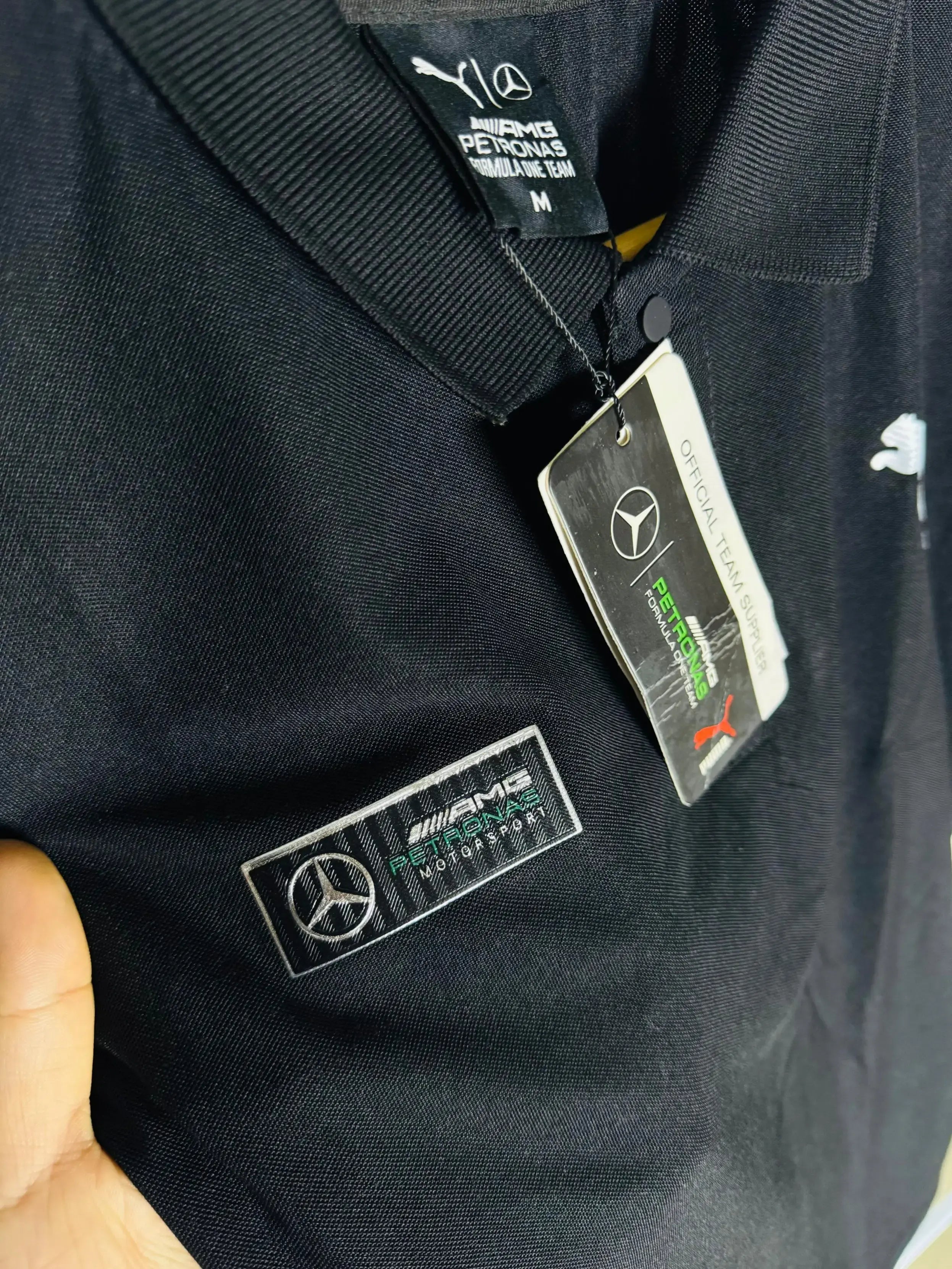 AMG MERC COLLAR TSHIRT - BLACK