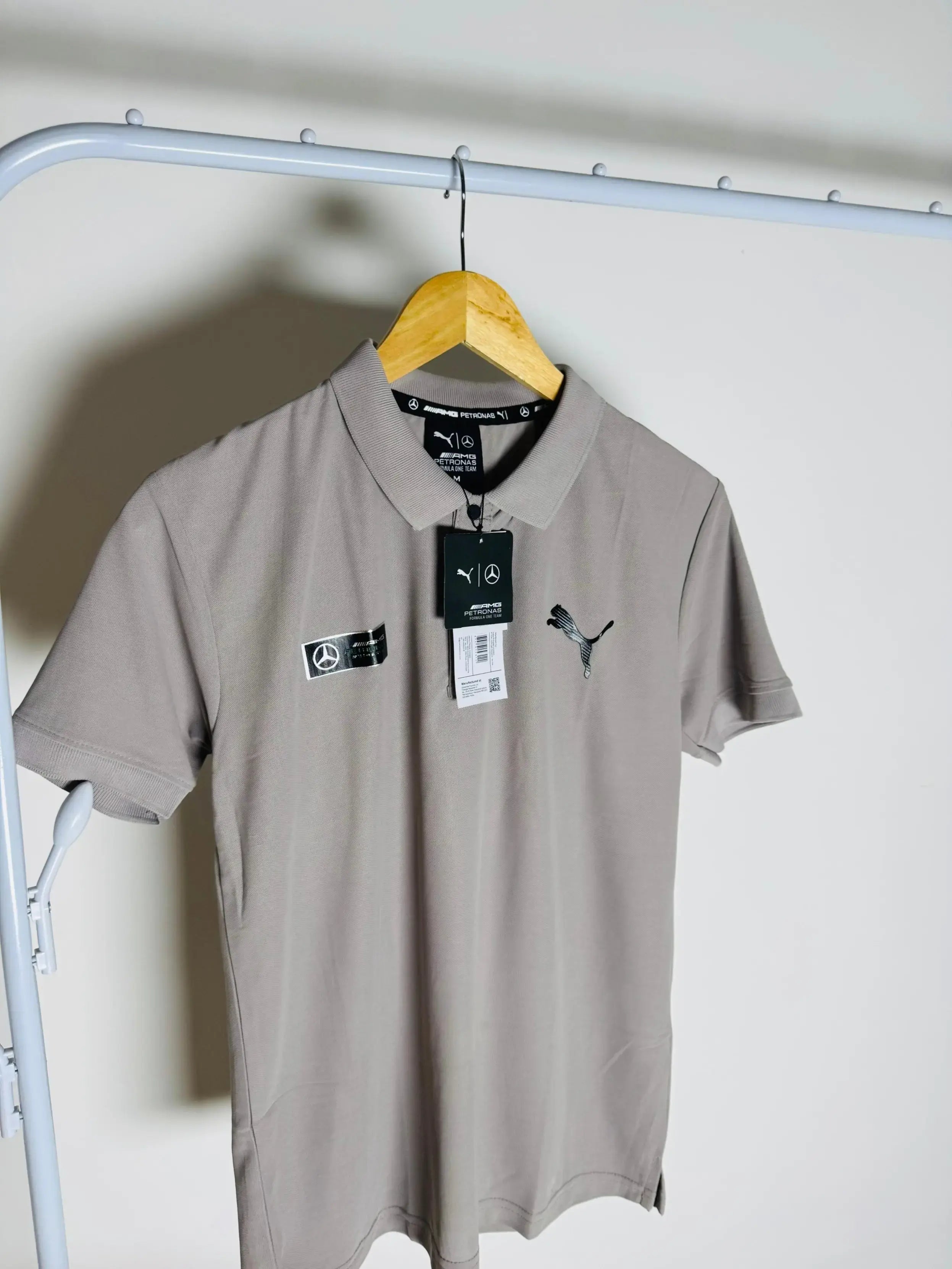 AMG MERC COLLAR TSHIRT - GREY (SALE)